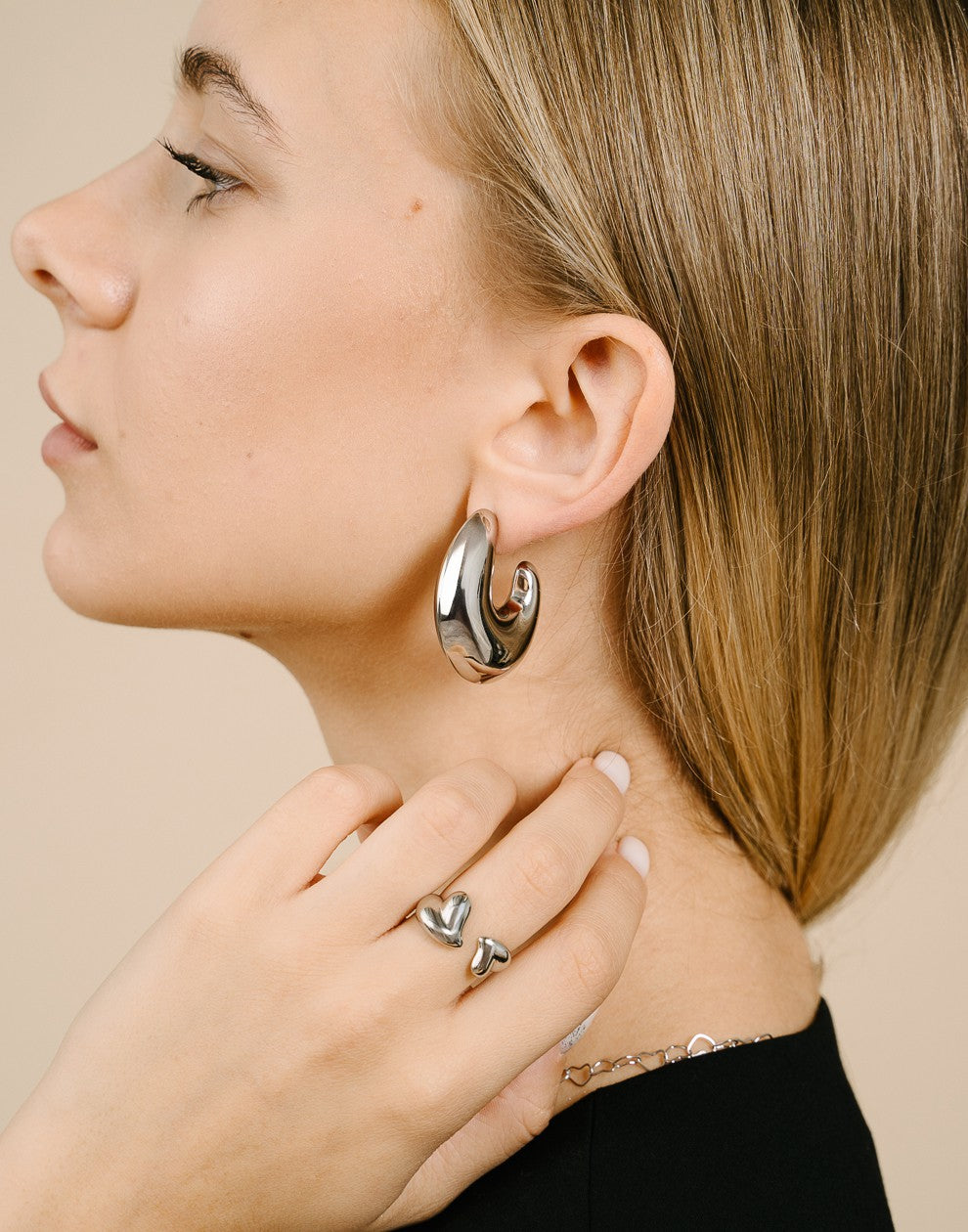 chunky statement hoops zilverkleurig