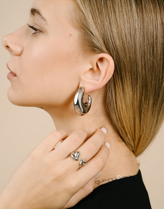 chunky statement hoops zilverkleurig