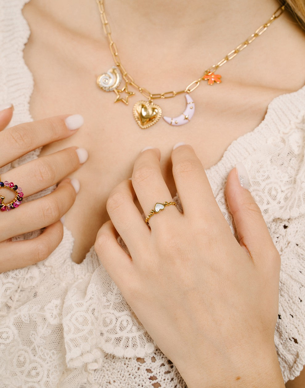 ring hartje parelmoer
