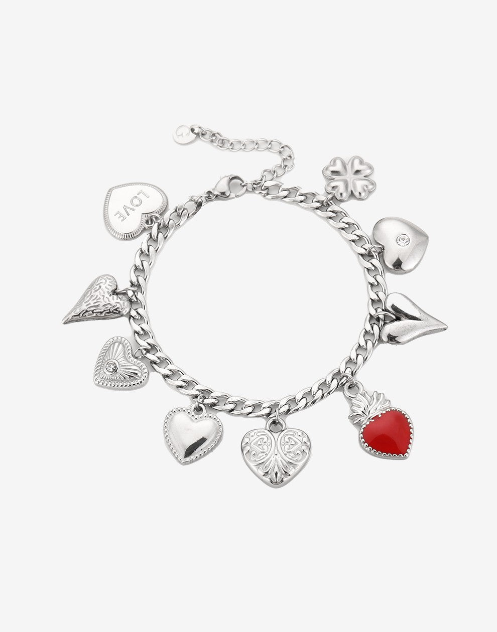 Bedelarmband multi hartjes zilverkleurig
