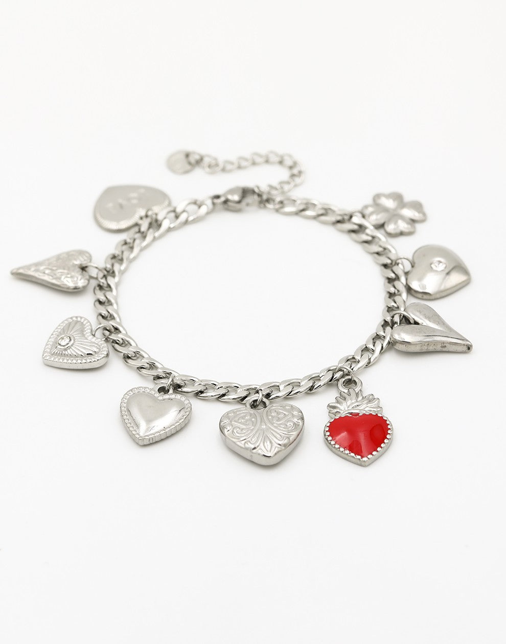 Bedelarmband multi hartjes zilverkleurig