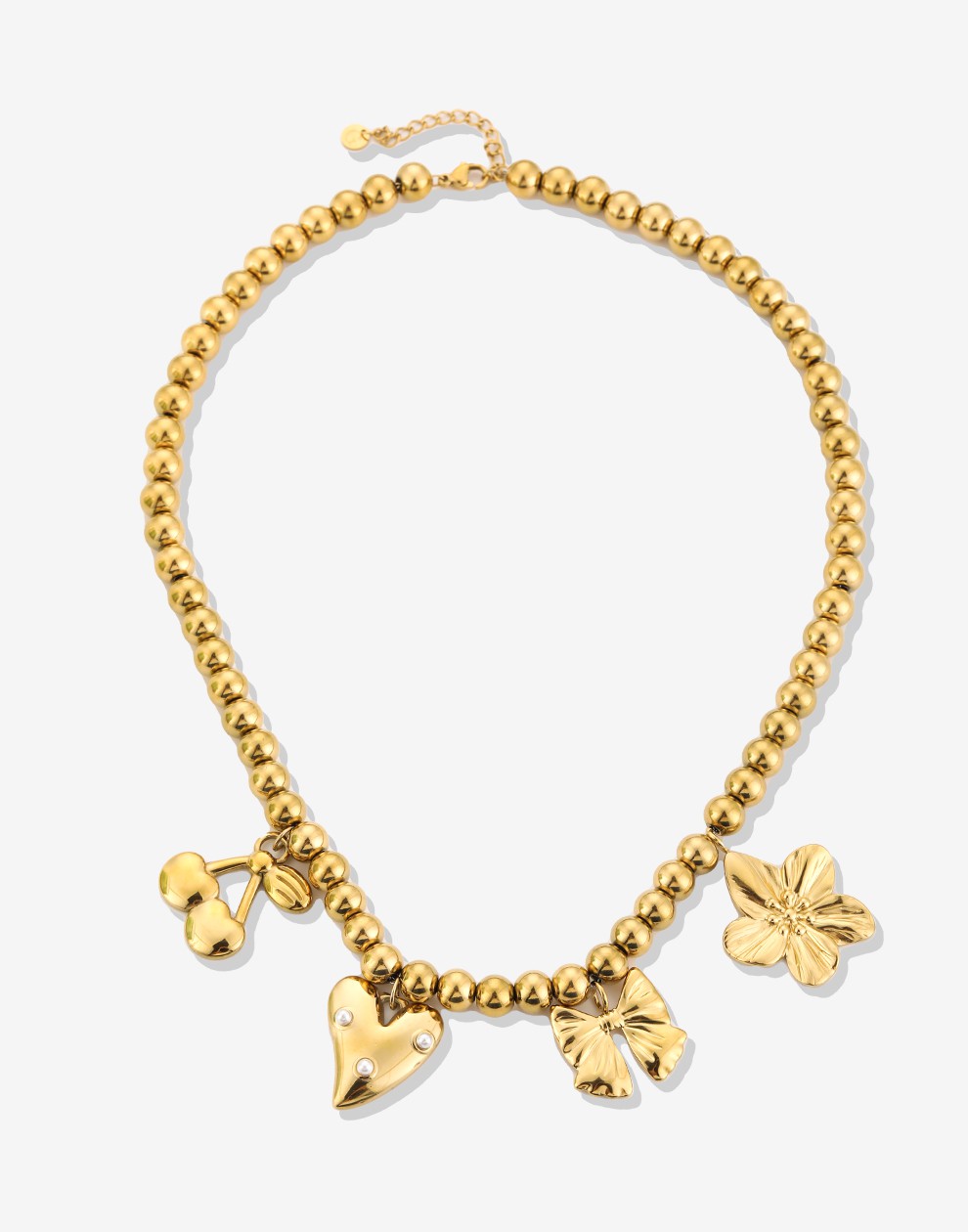 Bollen ketting multi bedel goudkleurig