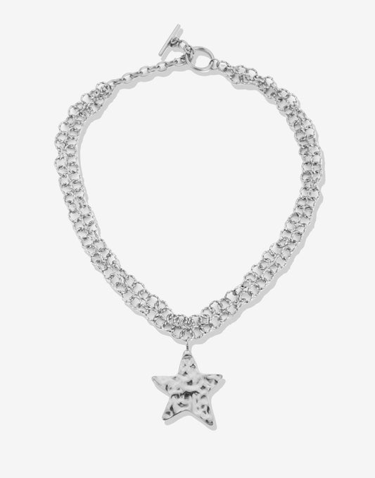 Ketting grote ster zilverkleurig
