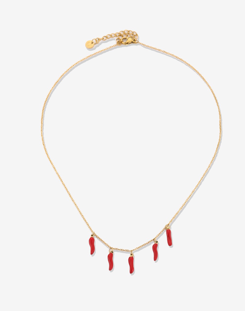 fijne ketting rode pepers goudkleurig