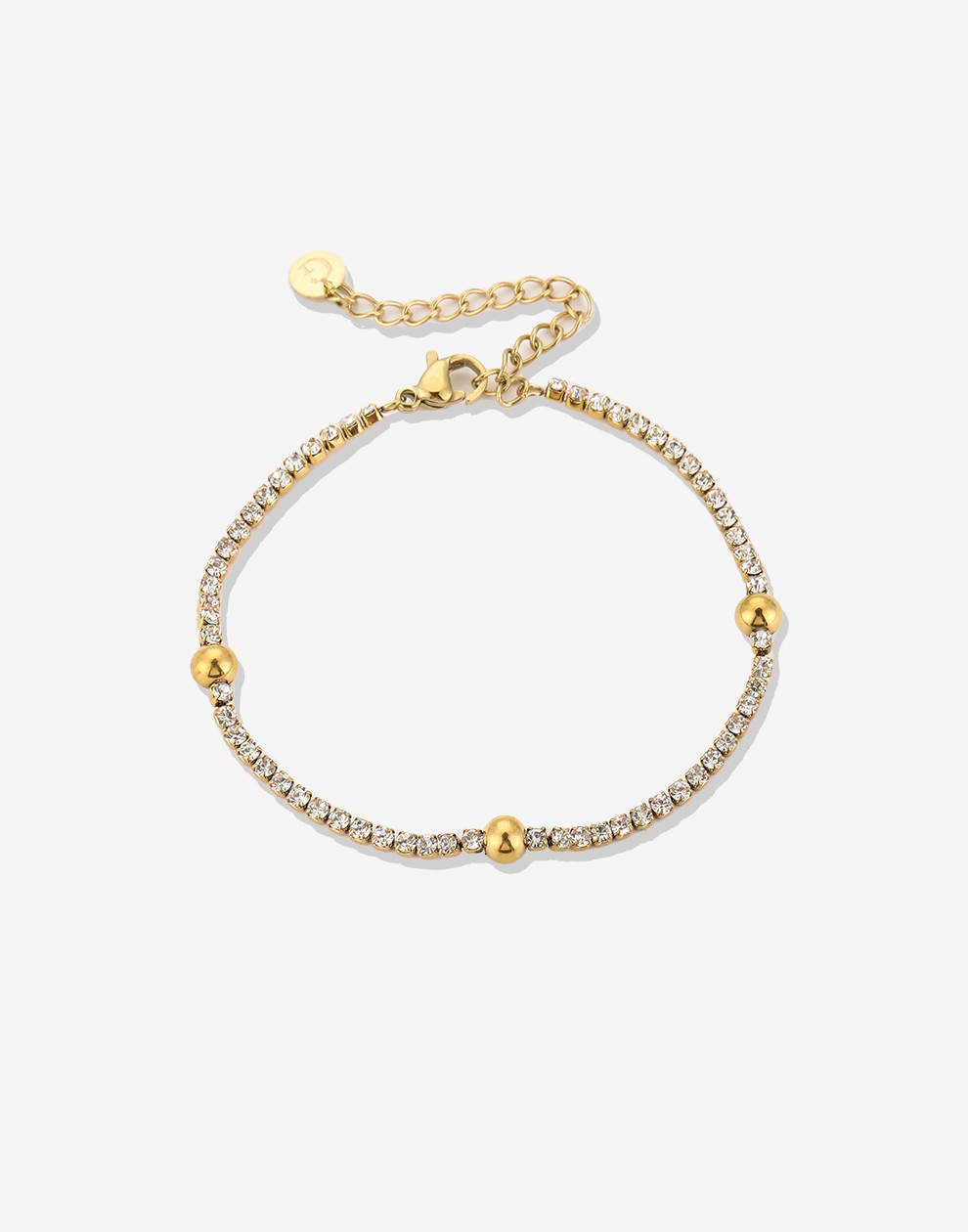 Tennis armband bolletjes goudkleurig