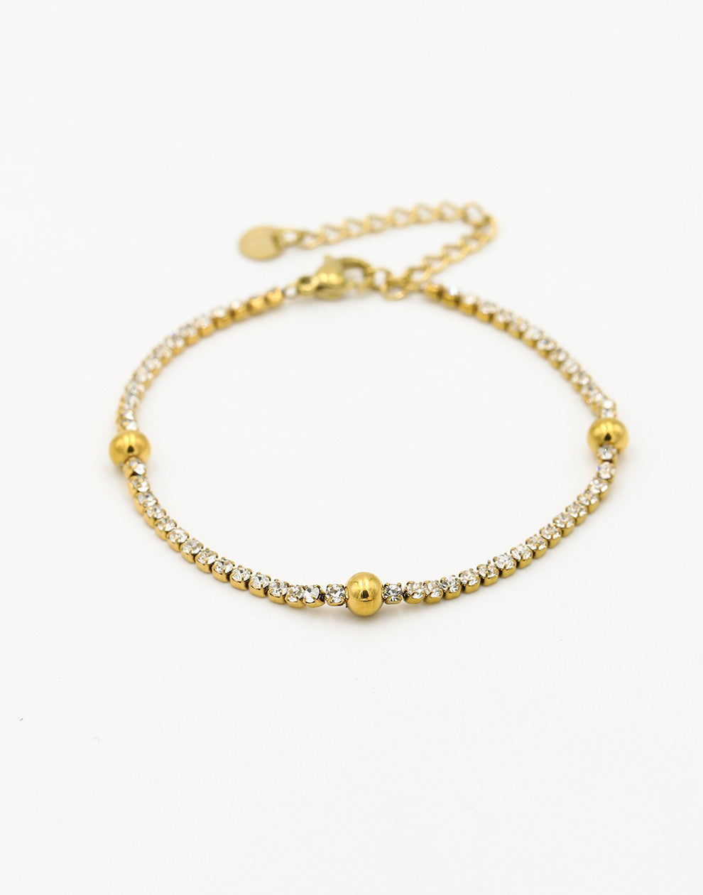 Tennis armband bolletjes goudkleurig