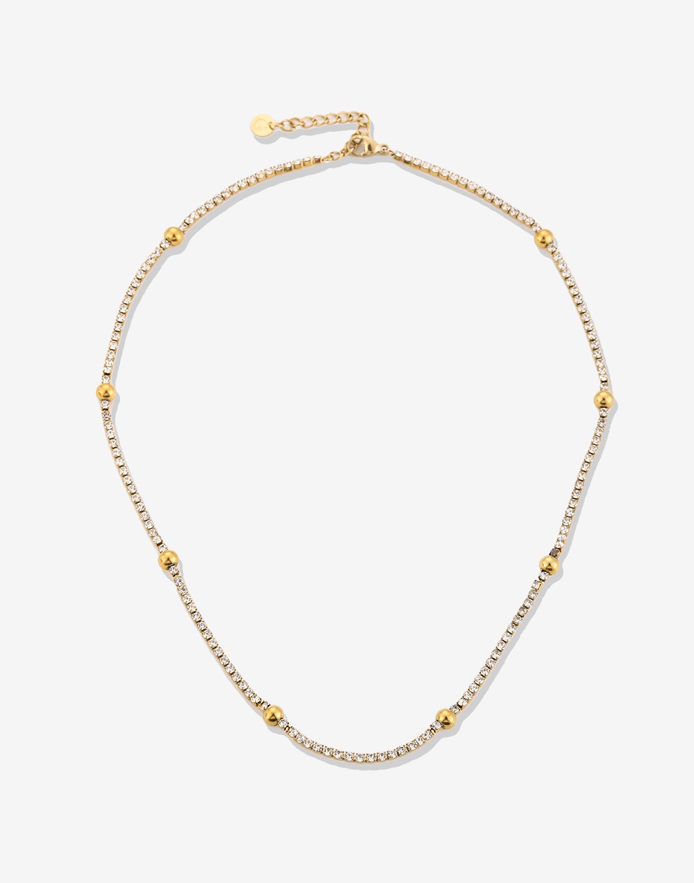 Tennis ketting bolletjes goudkleurig