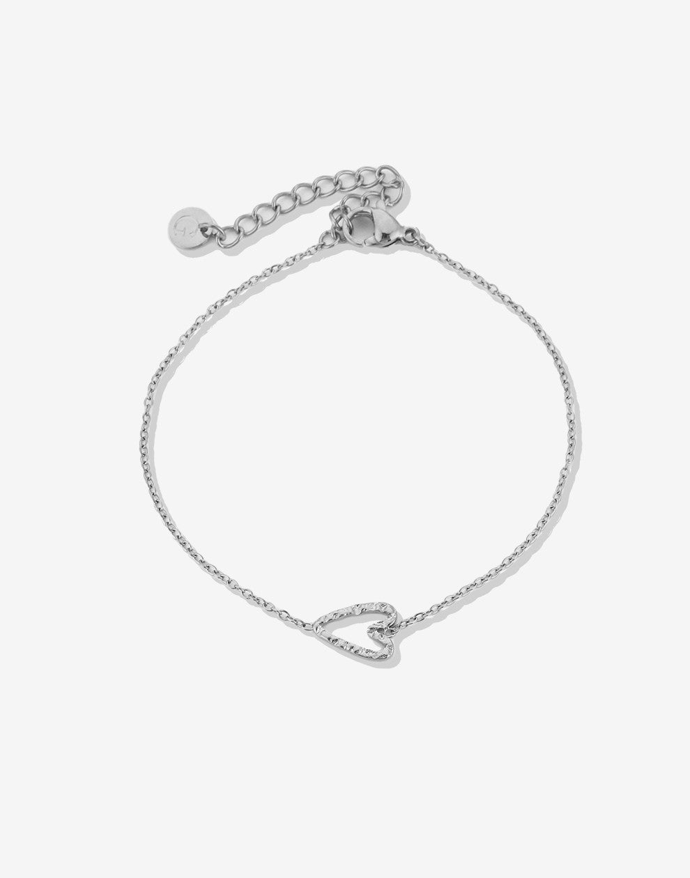 arrmband vintage speels hartje zilverkleurig