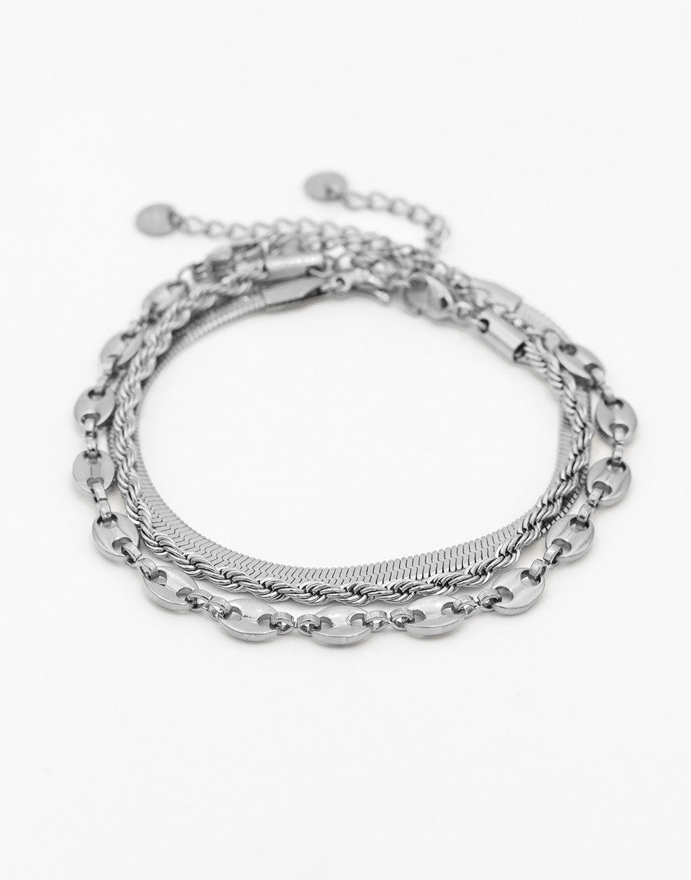 armbanden set zilverkleurig