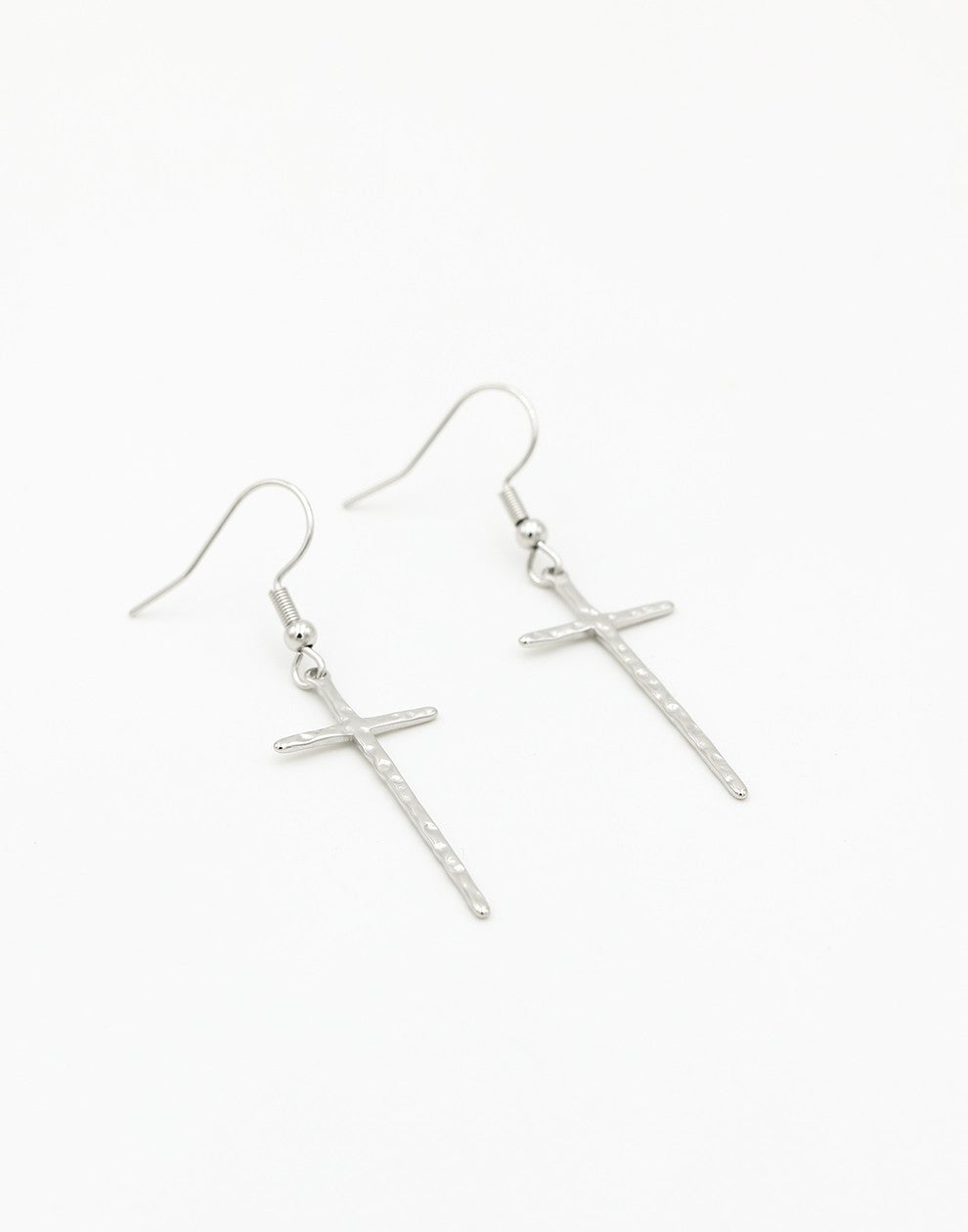 oorhangers groot kruis zilverkleurig