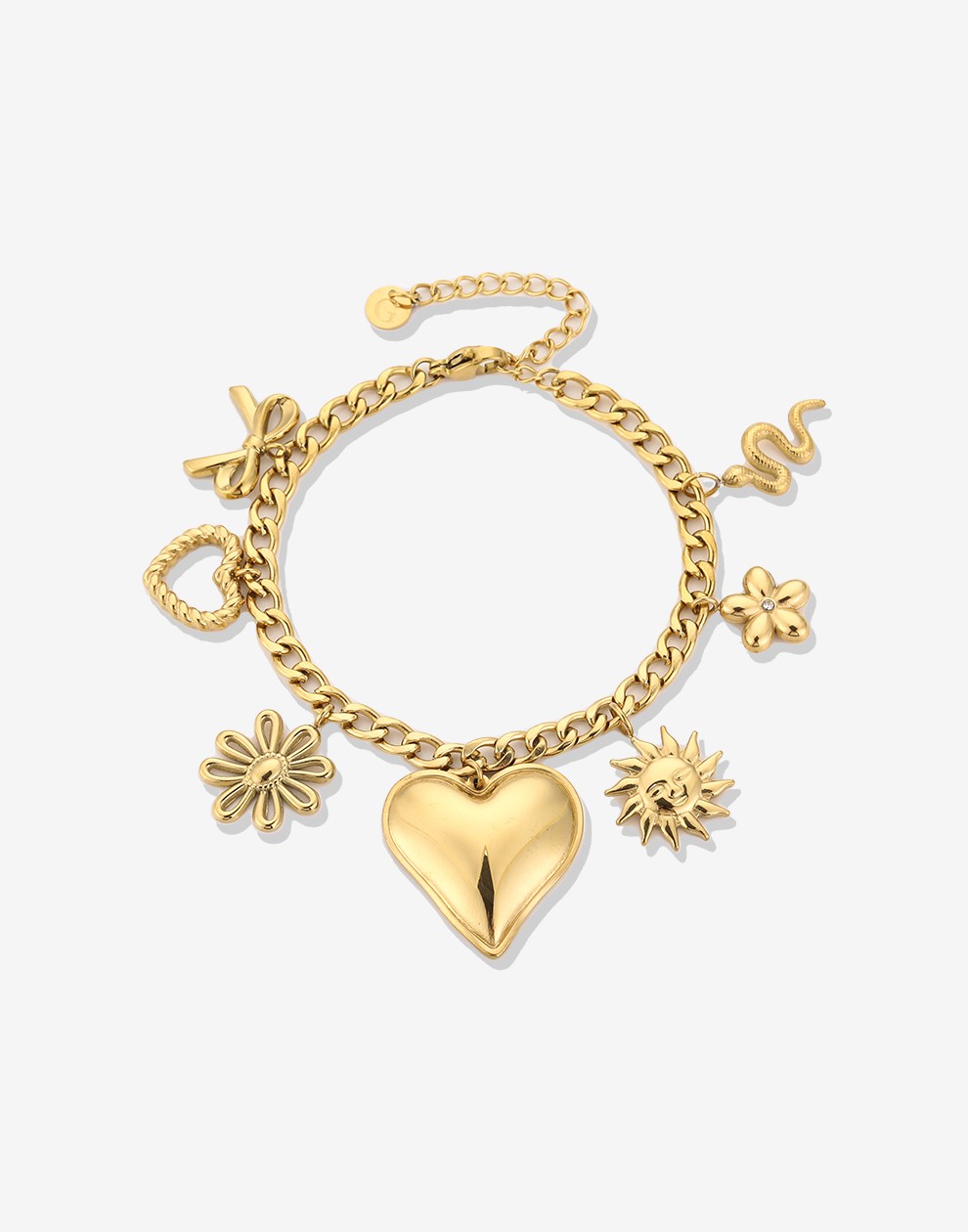 Bedelarmband mix bedels goudkleurig