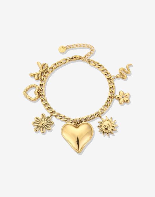 Bedelarmband mix bedels goudkleurig
