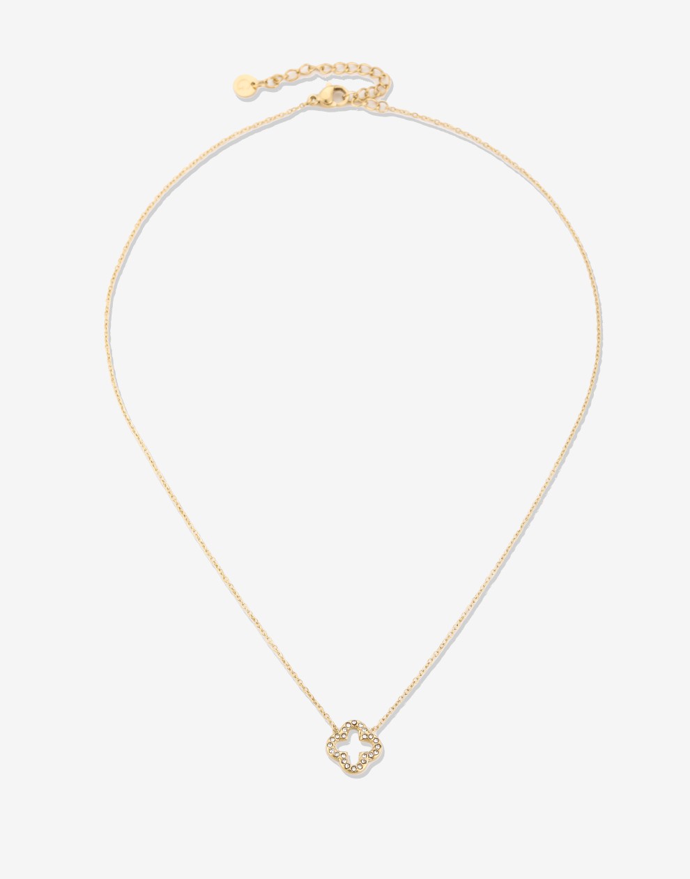 fijne ketting open klaver strass goudkleurig