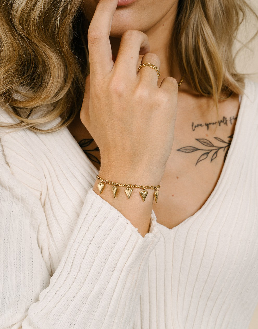 schakelarmband vintage hartjes bedels