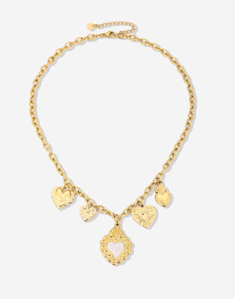 bedelketting vintage love charms goudkleurig