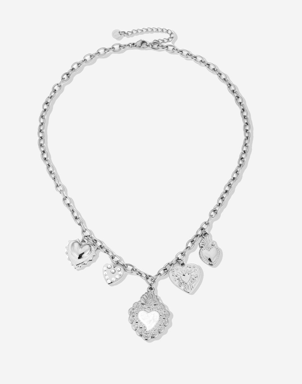bedelketting vintage love charms zilverkleurig