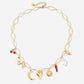ovale schakelketting met bedels goudkleurig