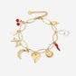 ovale schakelarmband met bedels goudkleurig