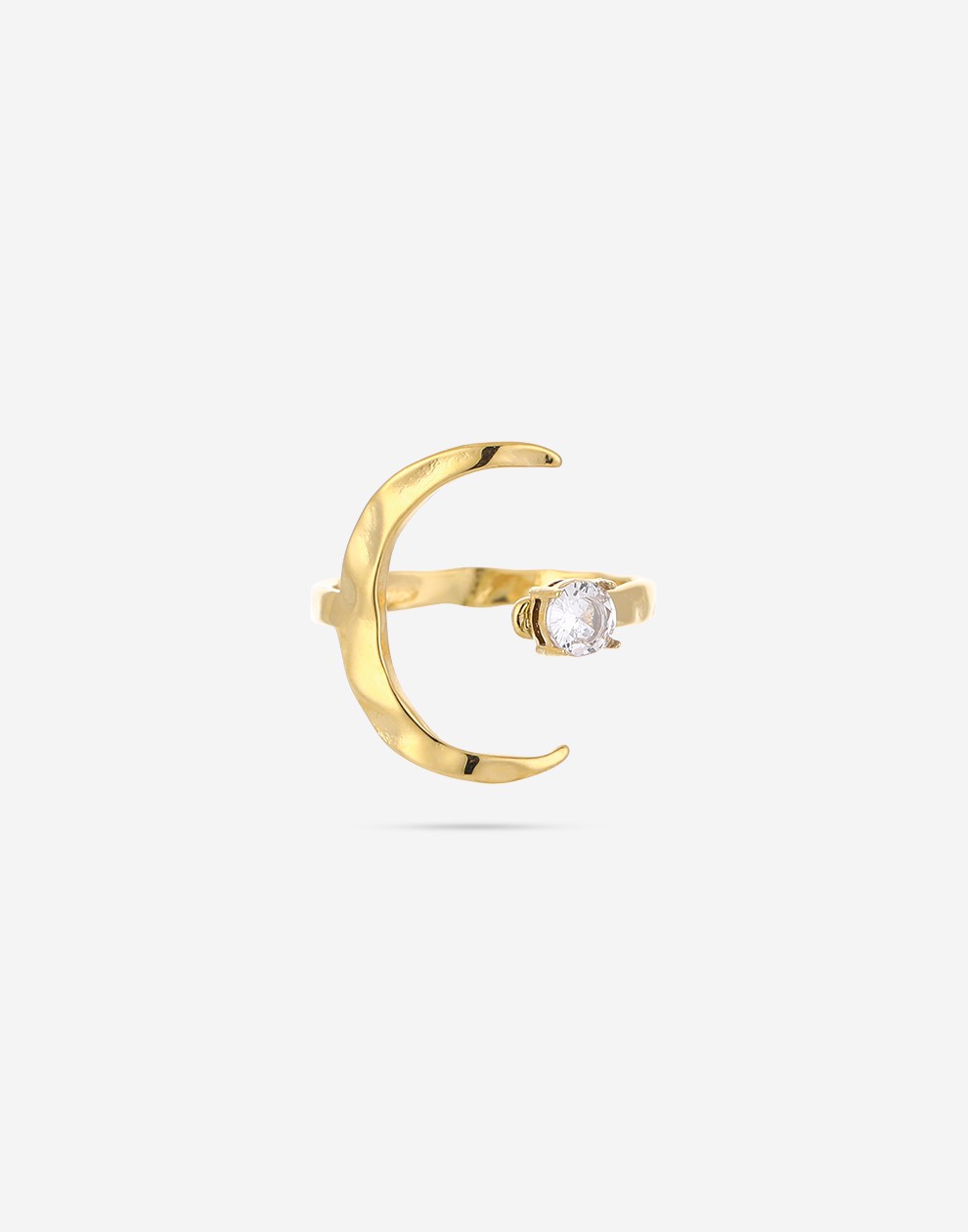 ring maan met steentje goudkleurig