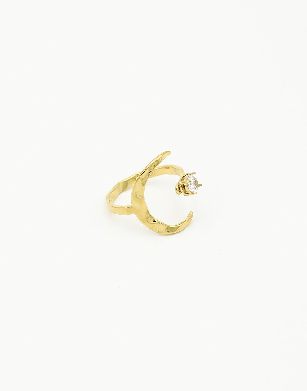 ring maan met steentje goudkleurig