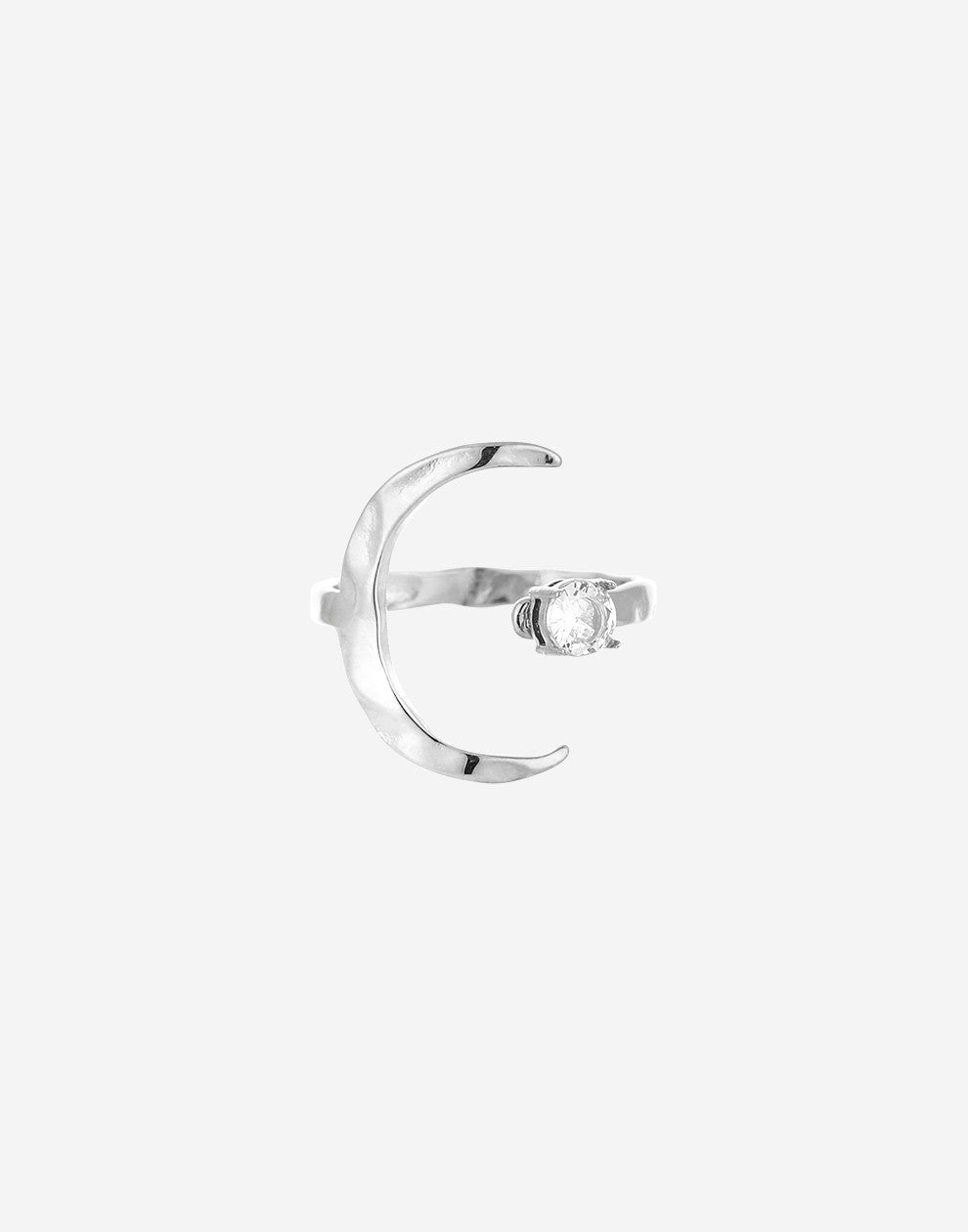ring maan met steentje zilverkleurig