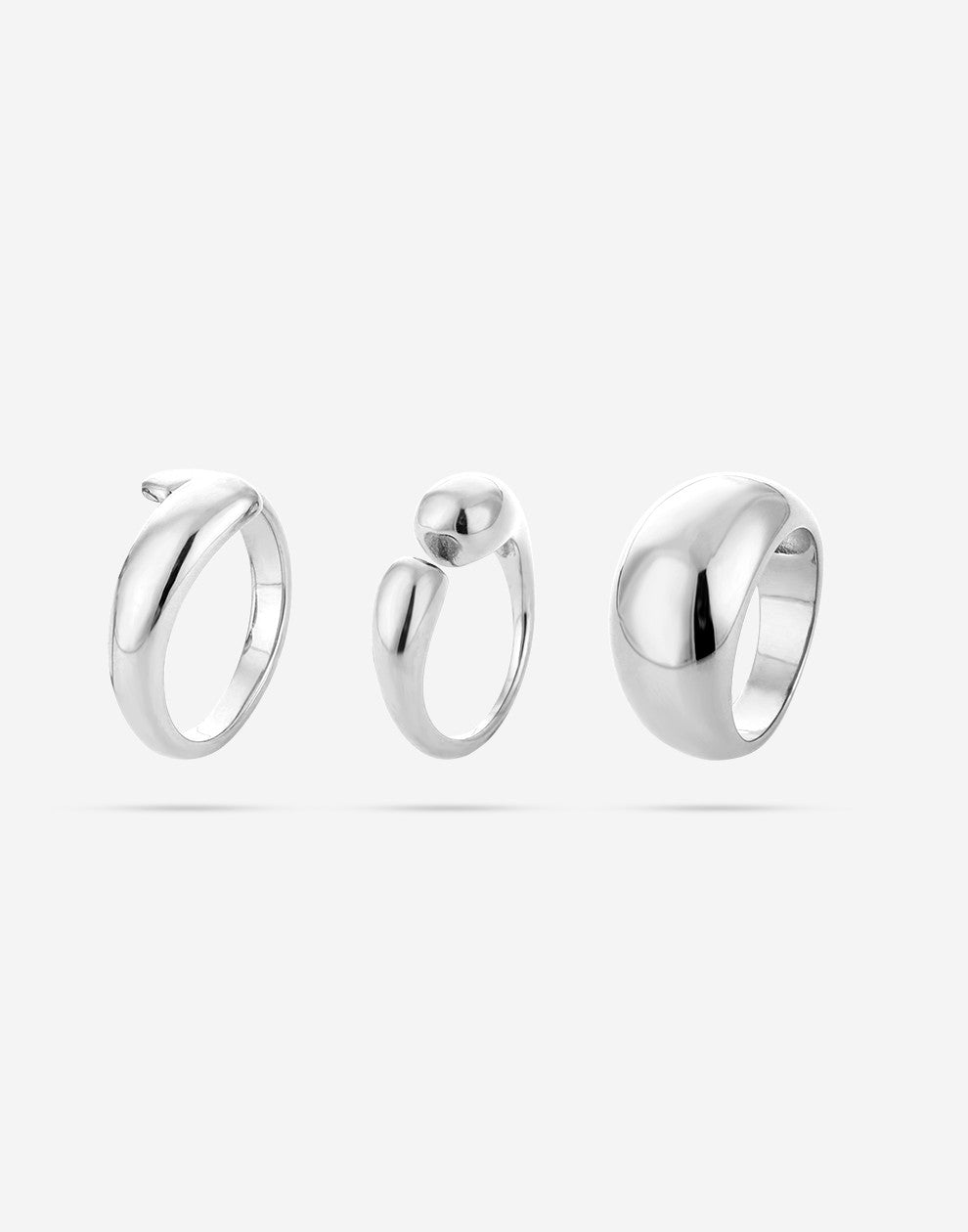 ringen set chunky zilverkleurig
