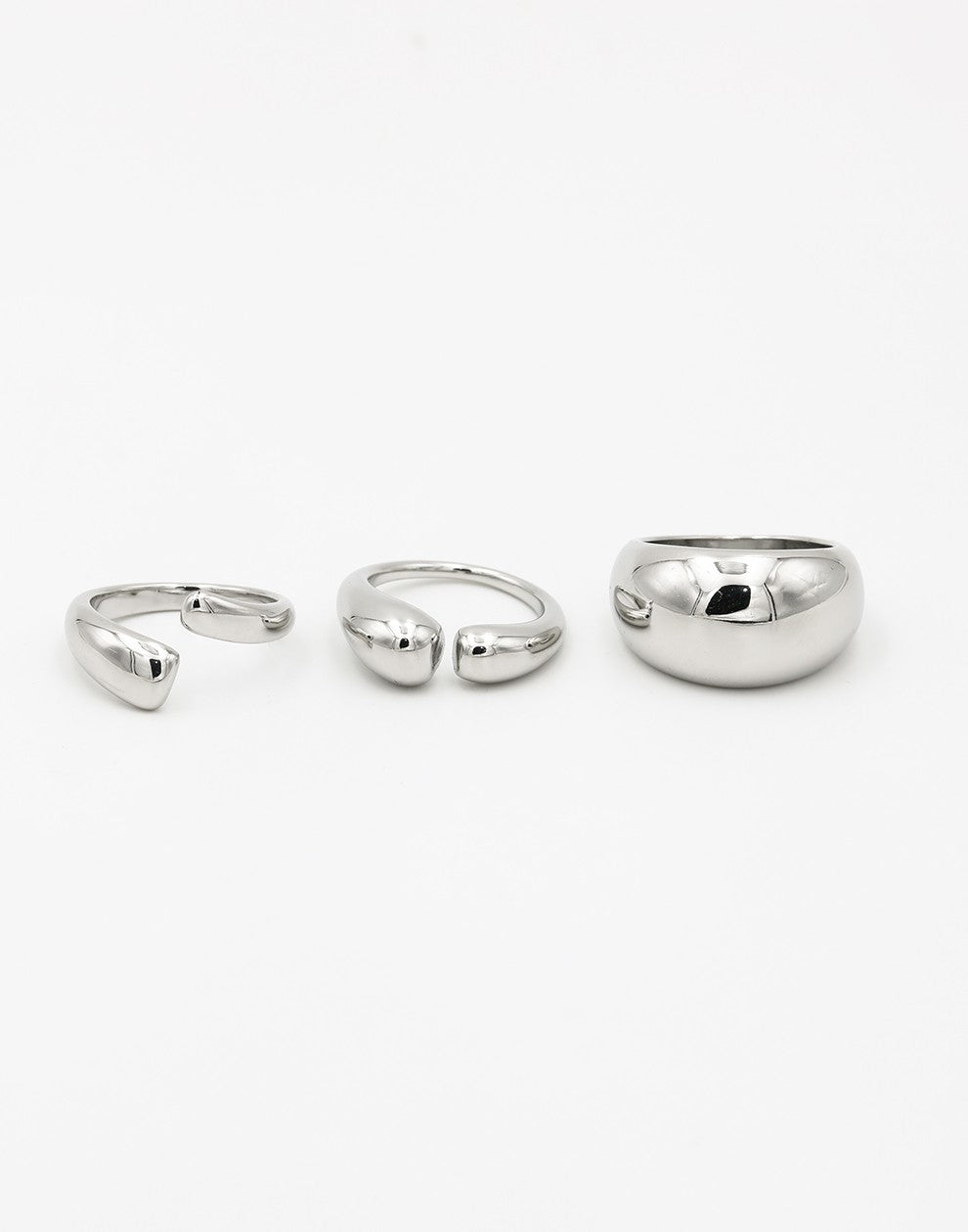 ringen set chunky zilverkleurig