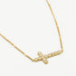 Ketting zijwaarts kruis steentjes goudkleurig