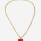 lange ketting met rood hart goudkleurig
