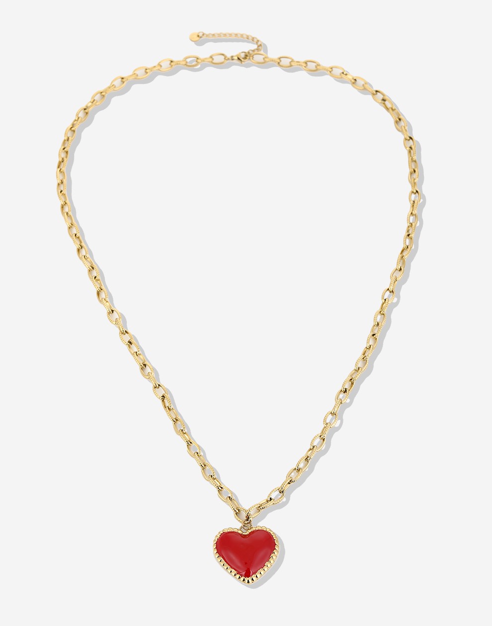 lange ketting met rood hart goudkleurig