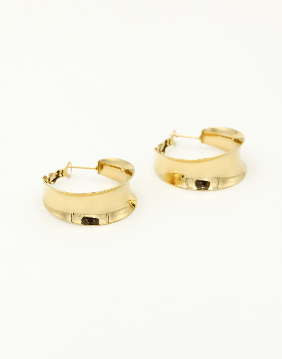 gebogen vintage hoop oorbellen 30mm goudkleurig