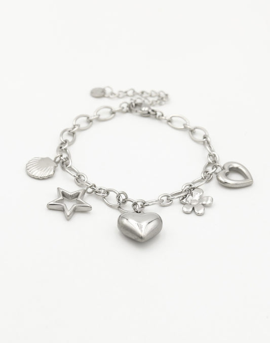 bedelarmband star love zilverkleurig