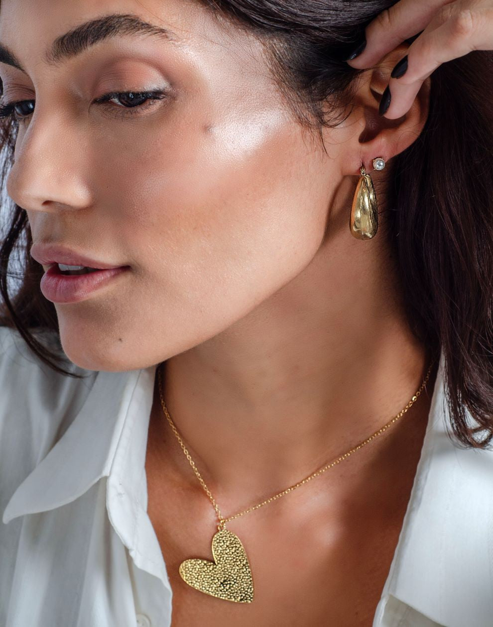 chunky matte goudkleurig vintage hoops