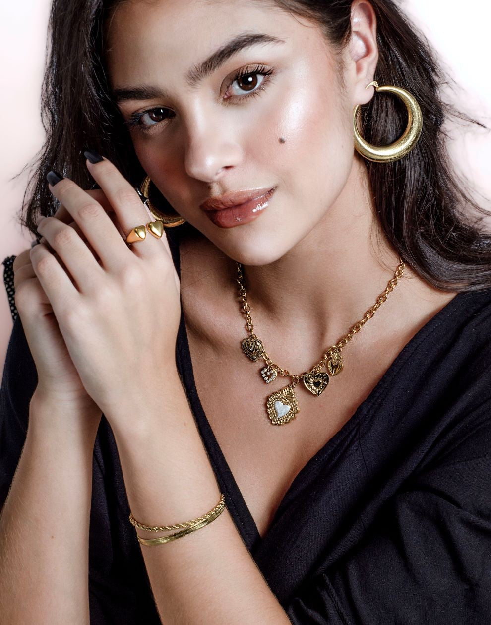 bedelketting vintage love charms goudkleurig
