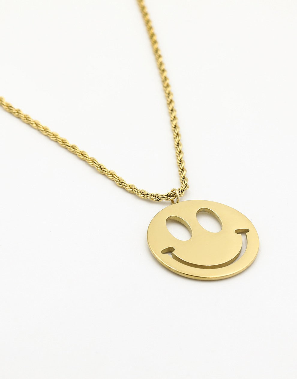 lange ketting smiley hanger goudkleurig