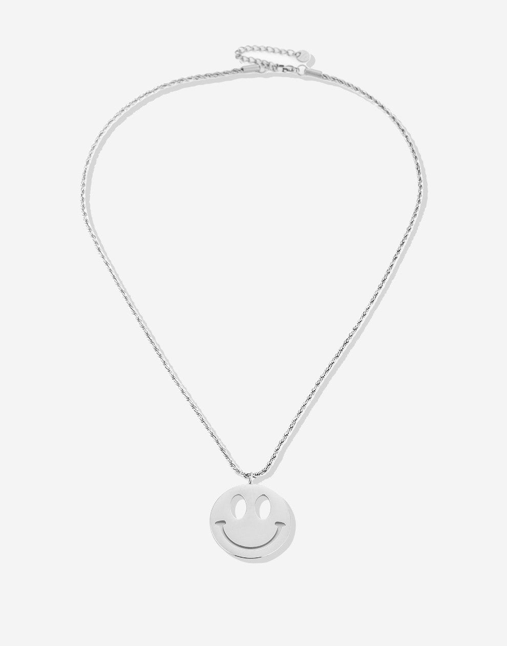 lange ketting smiley hanger zilverkleurig