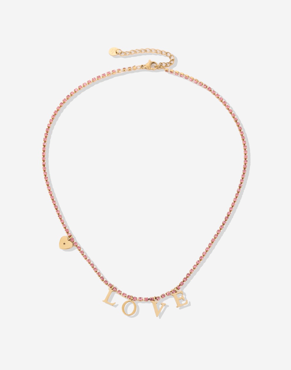 Tennis ketting love roze