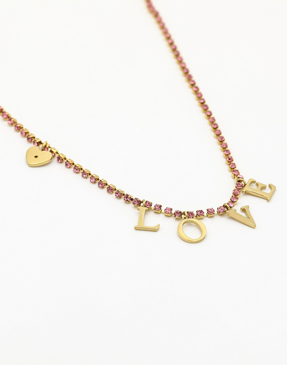 Tennis ketting love roze