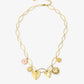 Bedelketting pink love goukleurig