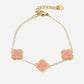 armband roze klavers goudkleurig