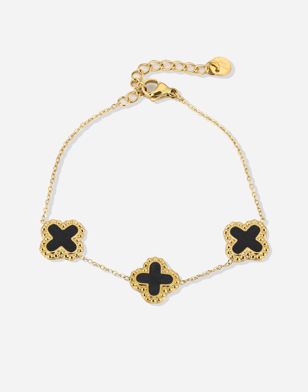 armband zwarte klavers goudkleurig