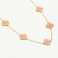 ketting roze klavers goudkleurig