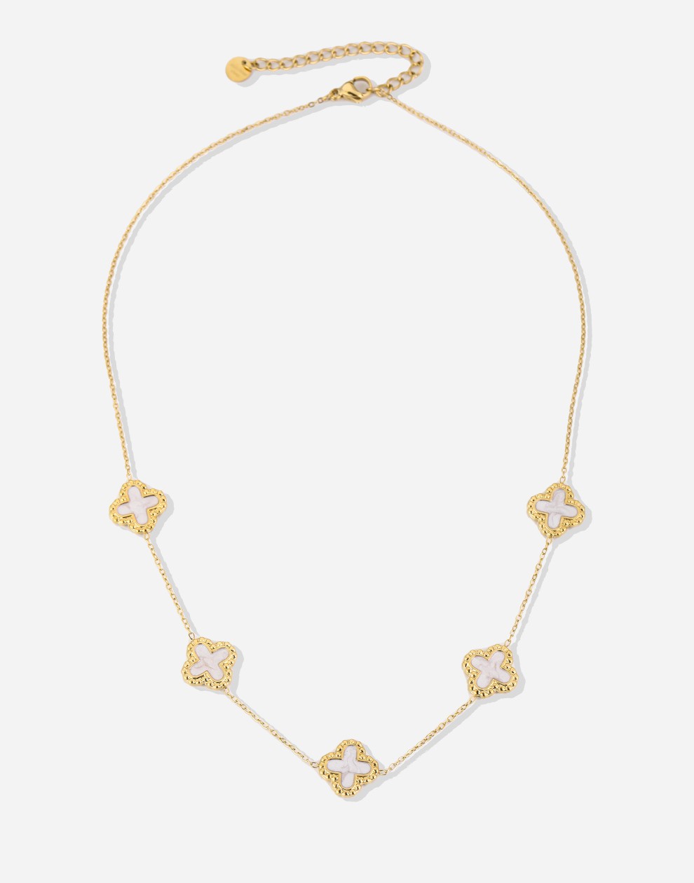ketting witte klavers goukleurig