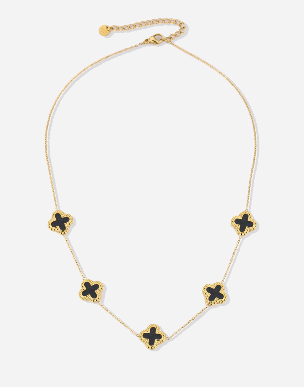 ketting zwarte klavers goudkleurig