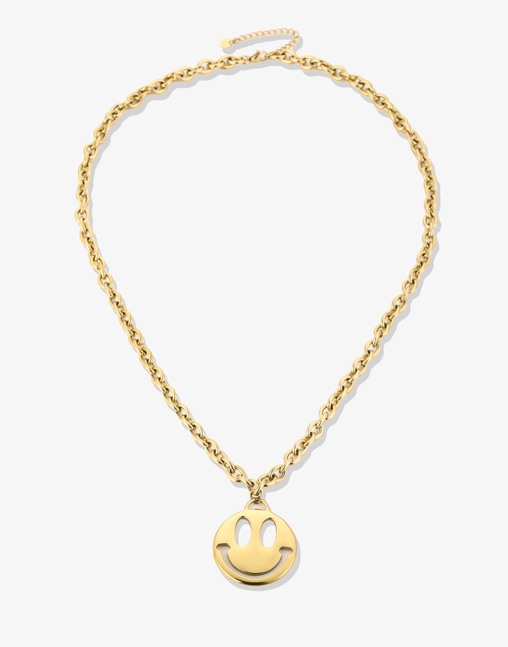 lange chunky chain met smiley goudkleurig