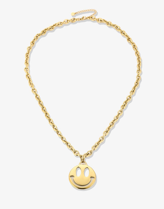 lange chunky chain met smiley goudkleurig