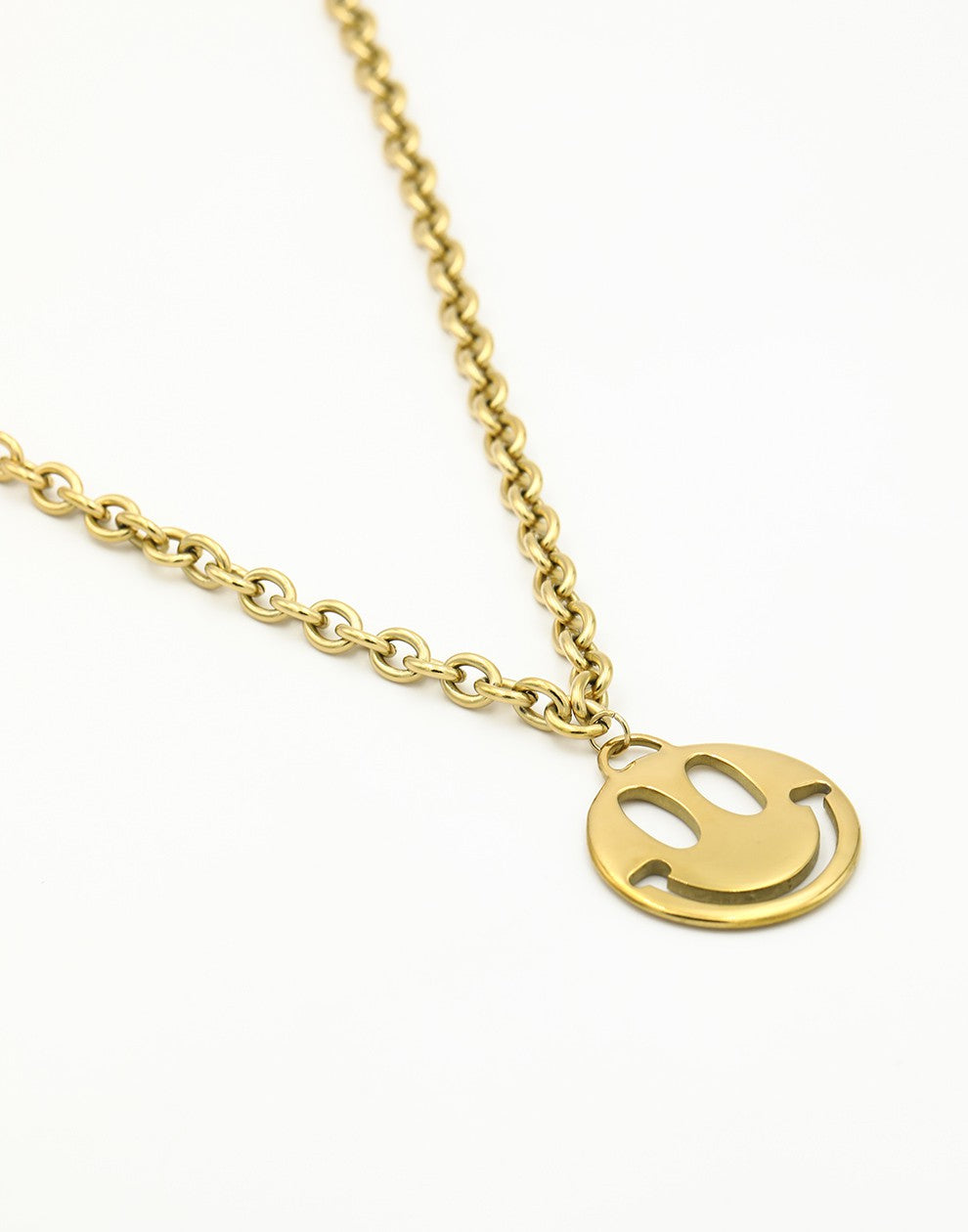 lange chunky chain met smiley goudkleurig