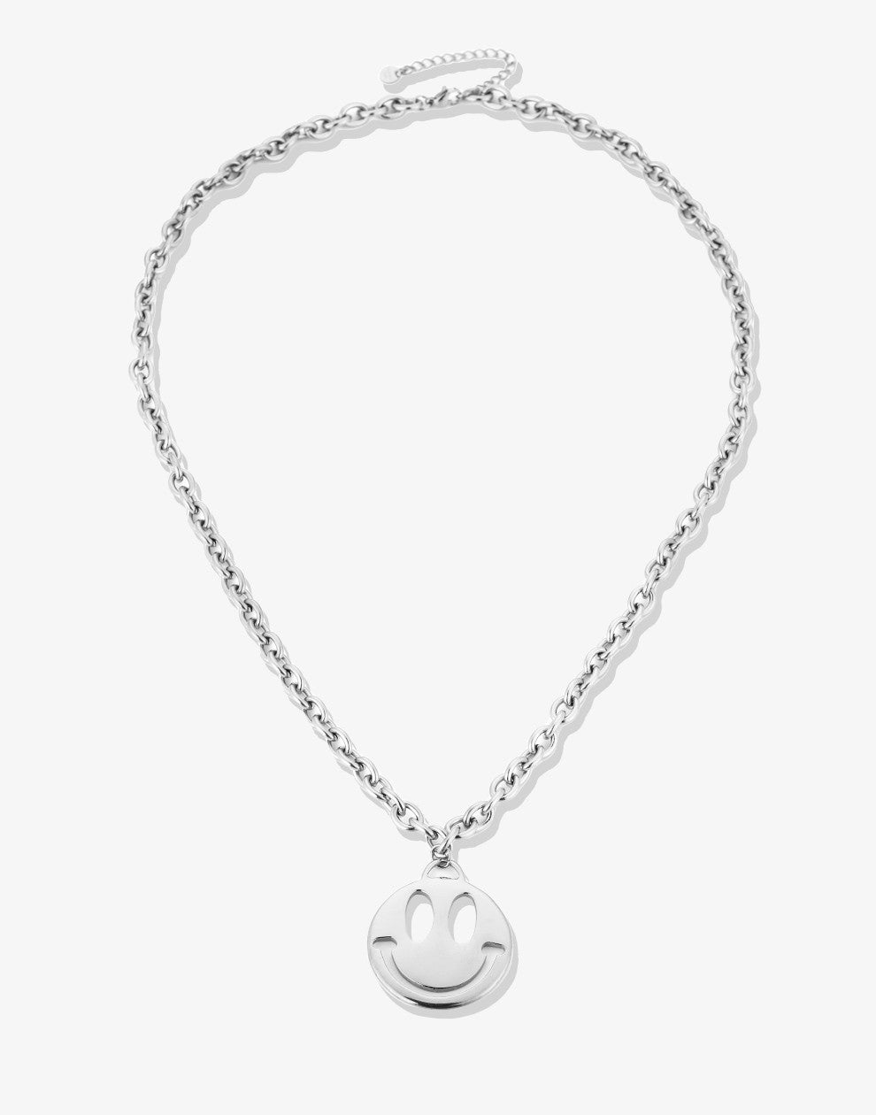 lange chunky chain met smiley zilverkleurig