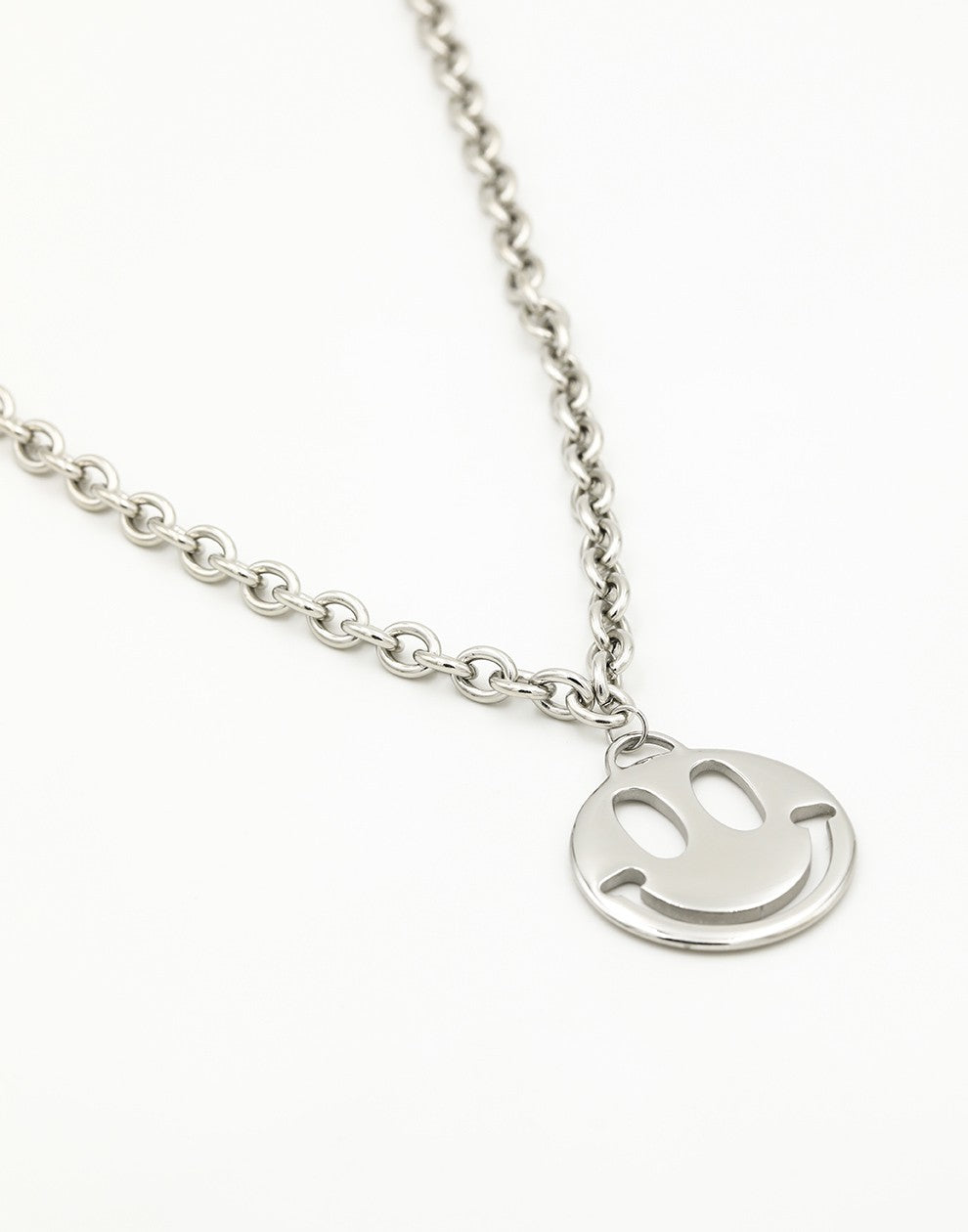 lange chunky chain met smiley zilverkleurig