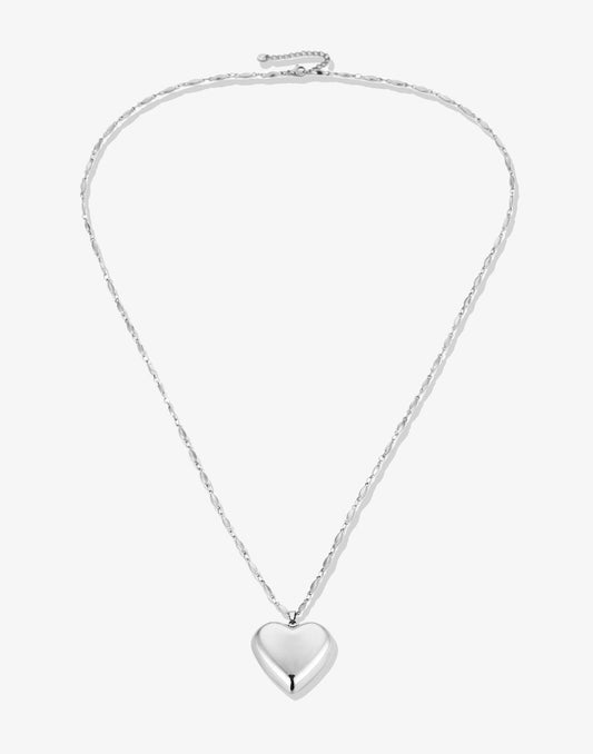Lange ketting met groot hart zilverkleurig